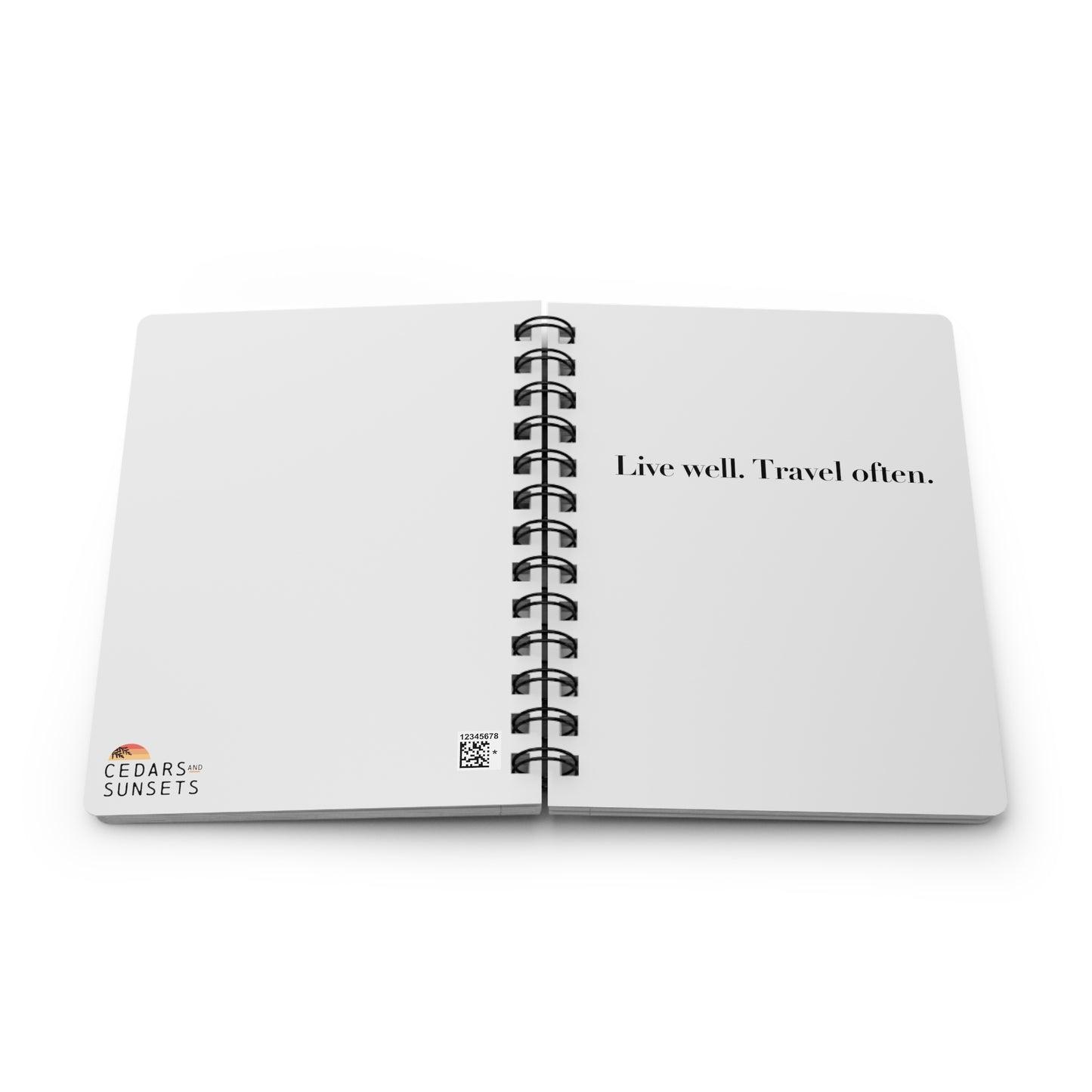 Live Well. Travel Often. Spiral Bound Journal