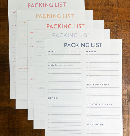 Packing List Printable