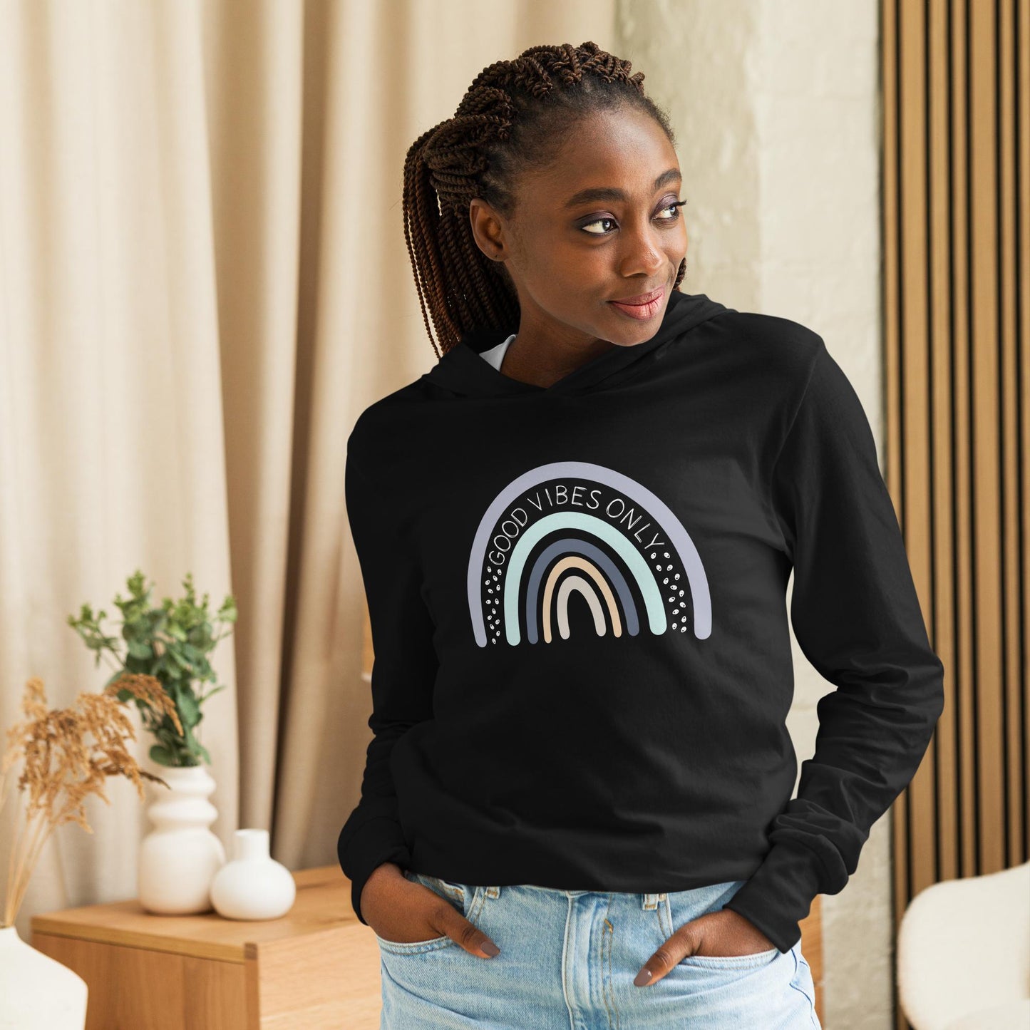 Good Vibes Only Unisex Hooded Long Sleeve Graphic Tee