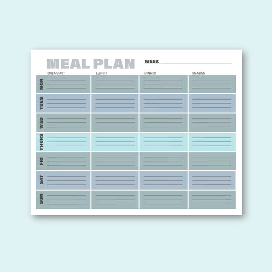 Free Printable - Meal Plan, Glacial Lake Theme