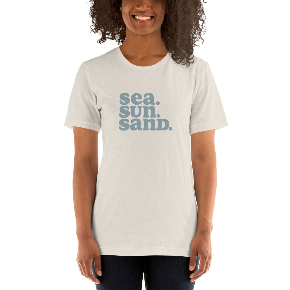 Sea. Sun. Sand. Unisex Graphic Tee